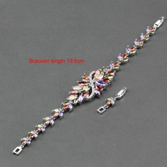 BEAUTIFUL Natural Multi-Gemstones Silver Bracelet - Picture 2 of 3
